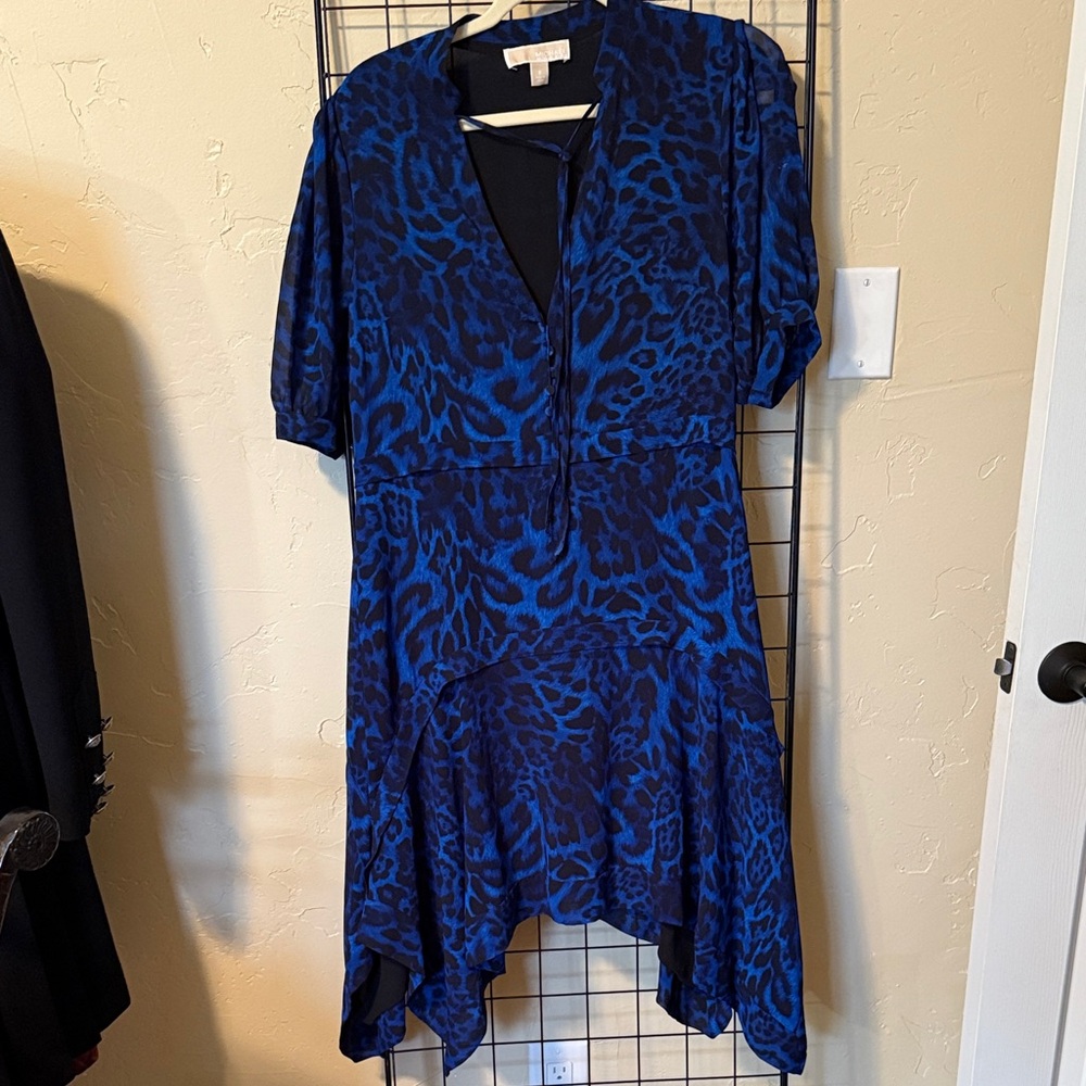 MICHAEL Michael Kors High Low Dress in Blue Animal Print